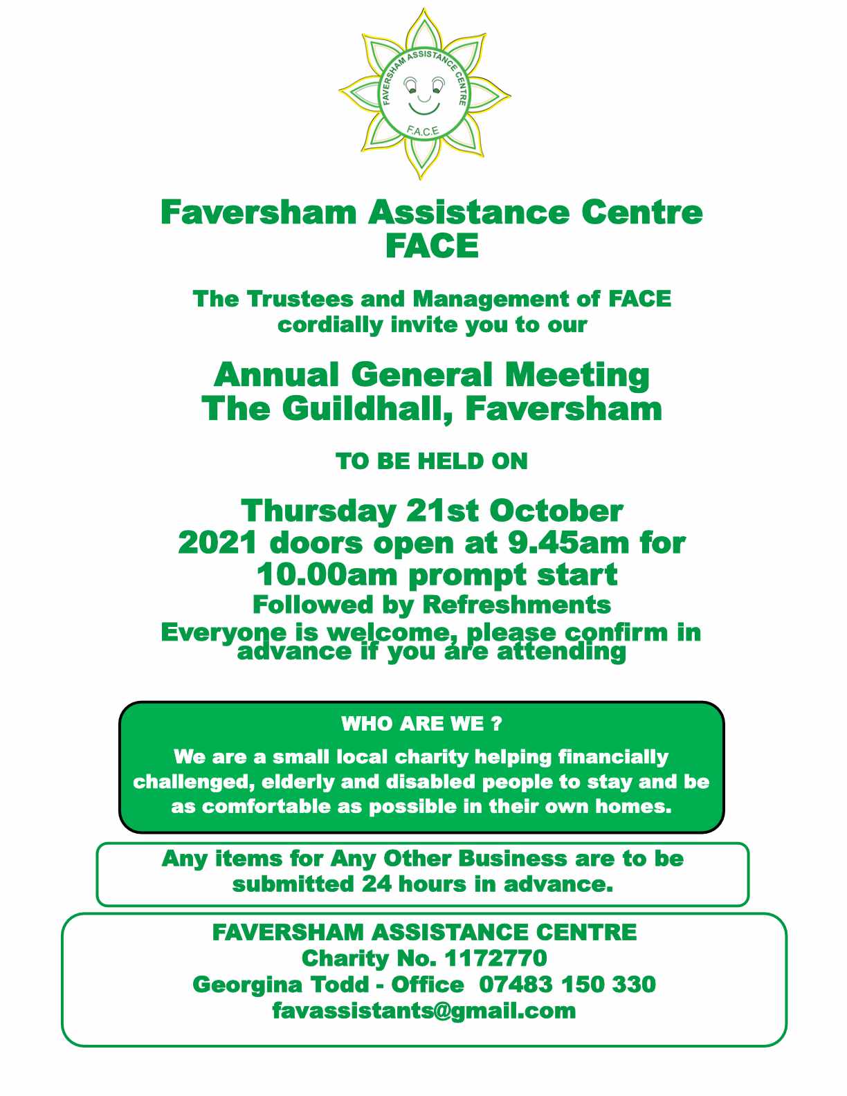 Read more about the article Faversham Assistance Centre – AGM 21 October 2021