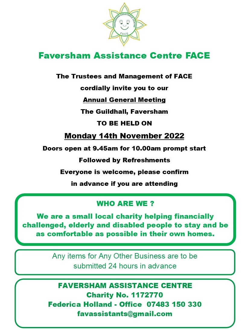 Read more about the article Faversham Assistance Centre FACE- AGM 2022